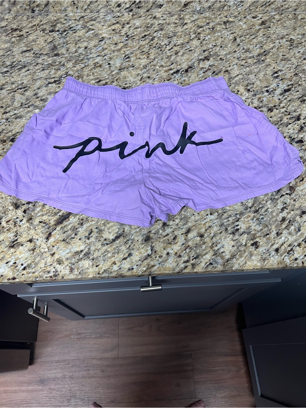 PINK Victoria's Secret Lavender Lounge Shorts with Black Logo